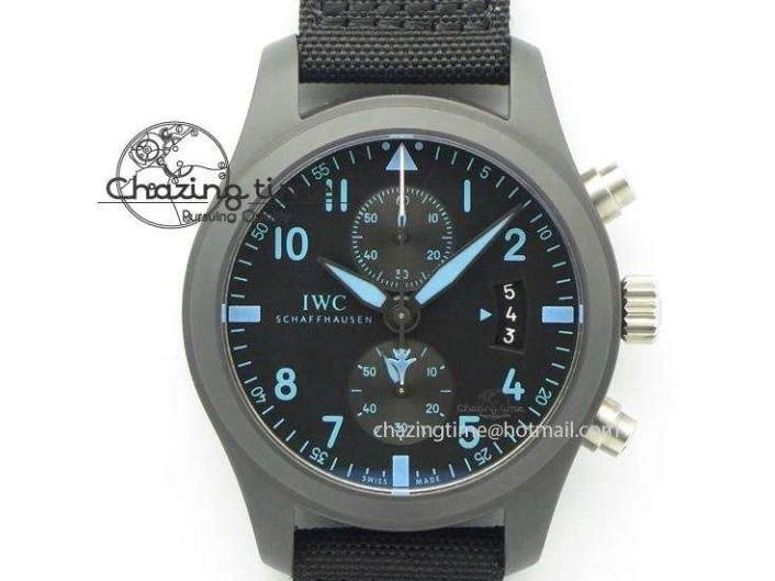 MIROTIME 0404 Comfortable Pilot Chrono IW388003 Real Ceramic ZF 1:1 Best Edition On Black Nylon Strap A 7322